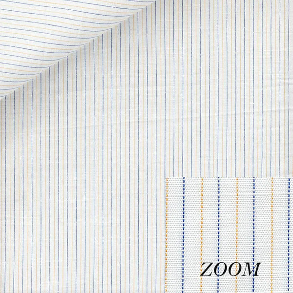 Navy and Amber Pinstripe Linen Shirt fabric for a custom shirt