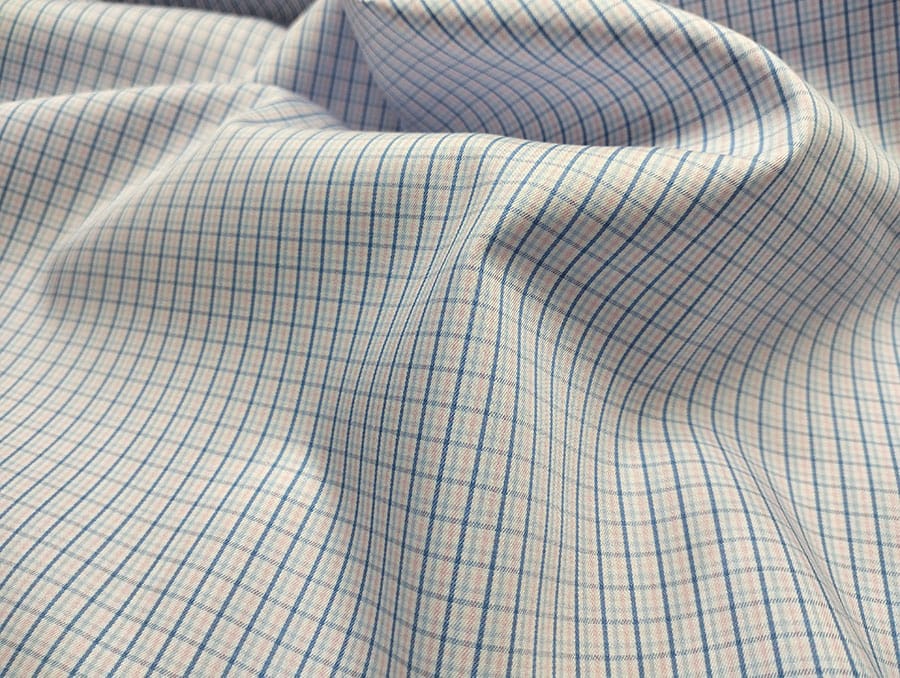Thomas Mason Goldline Small Check Dress Shirt fabric for a custom shirt