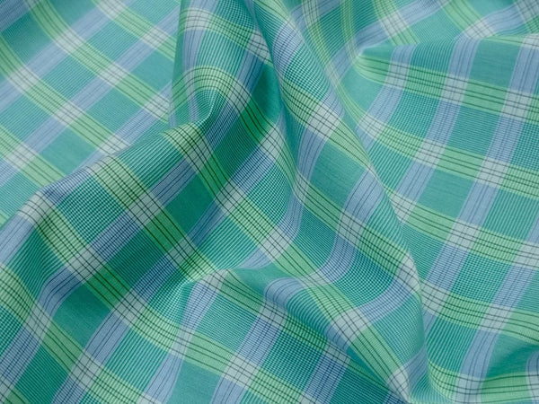Sea Green Check Dress Shirt fabric for a custom shirt