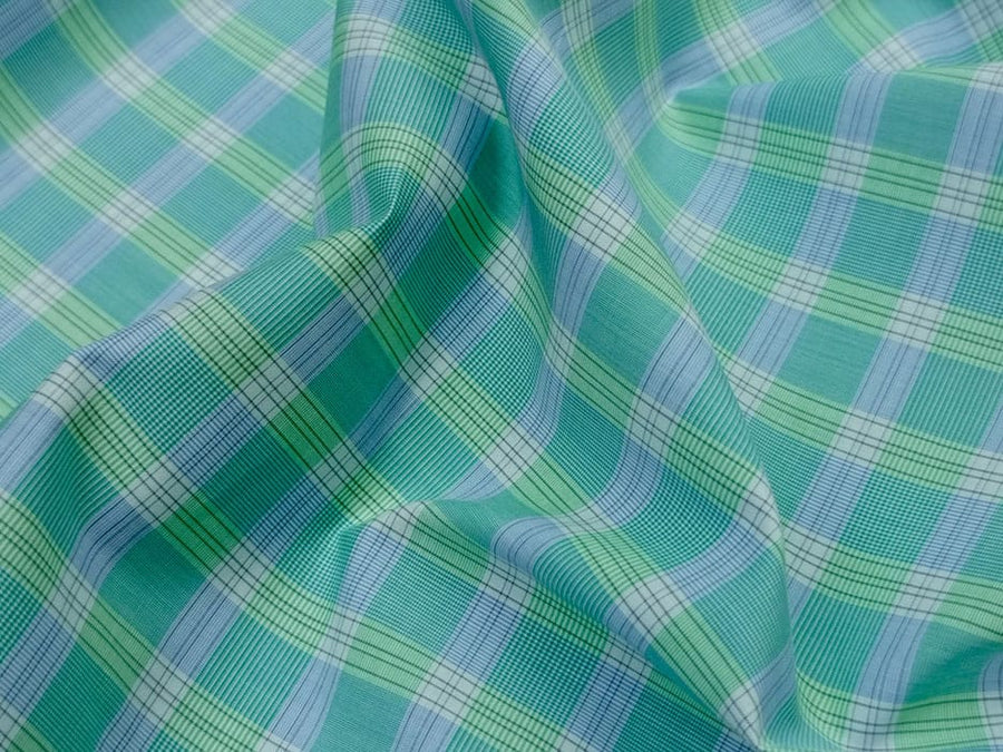 Sea Green Check Dress Shirt fabric for a custom shirt