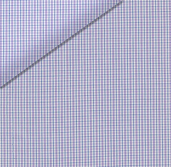 Lavender and Blue Check Dress Shirt fabric for a custom shirt