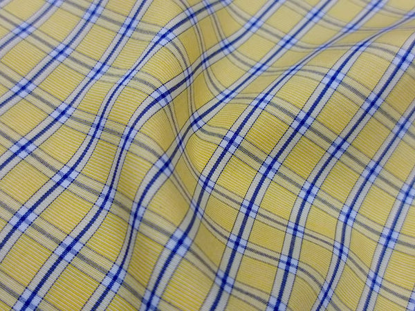 Yellow and Blue Check Dress Shirt fabric for a custom shirt