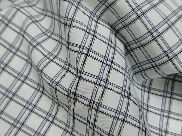 White, Grey and Black Plaid Twill Dress Shirt fabric for a custom shirt
