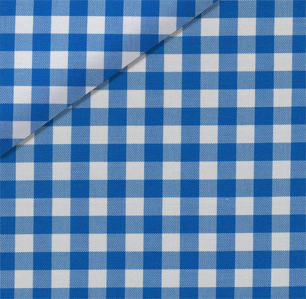 White and Blue Medium Check Dress Shirt fabric for a custom shirt
