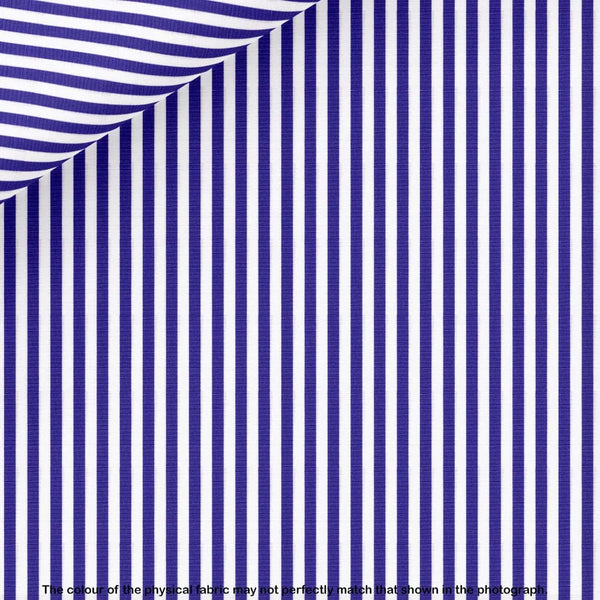 Thomas Mason Blue Stripe Poplin Dress Shirt fabric for a custom shirt