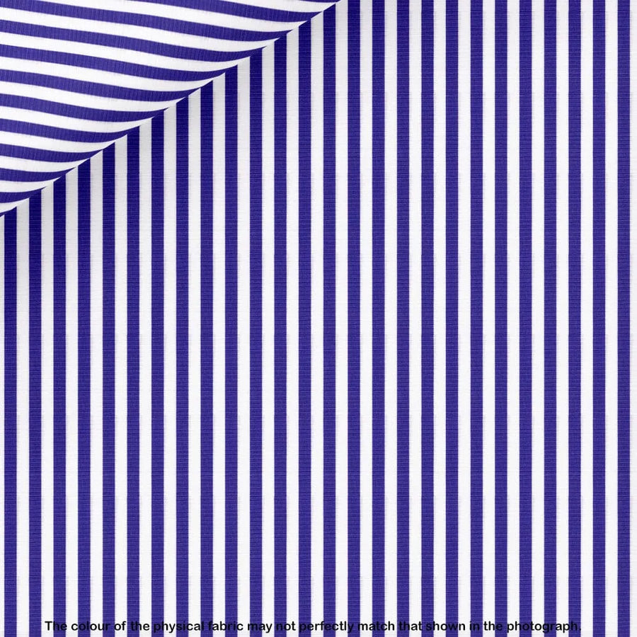 Thomas Mason Blue Stripe Poplin Dress Shirt fabric for a custom shirt