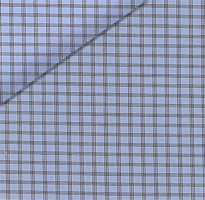 Blue and Grey Check Dress Shirt fabric for a custom shirt