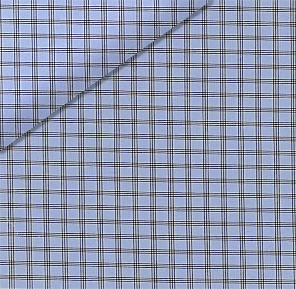 Blue and Grey Check Dress Shirt fabric for a custom shirt