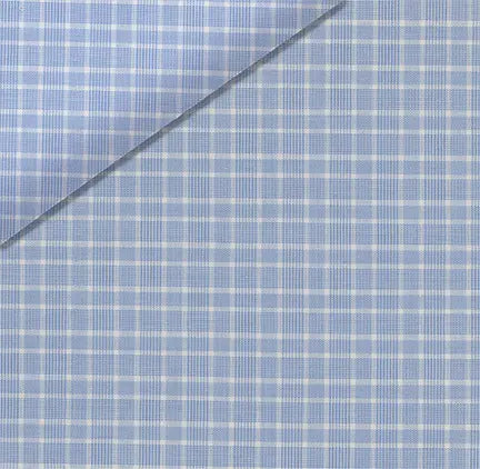 Light Blue Plaid Twill Dress Shirt fabric for a custom shirt
