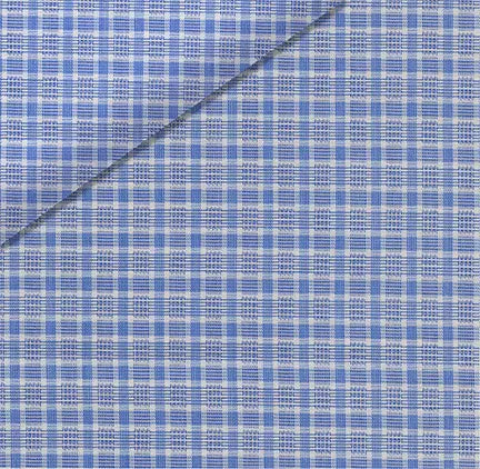 Blue Self-Texture Plaid Dress Shirt fabric for a custom shirt
