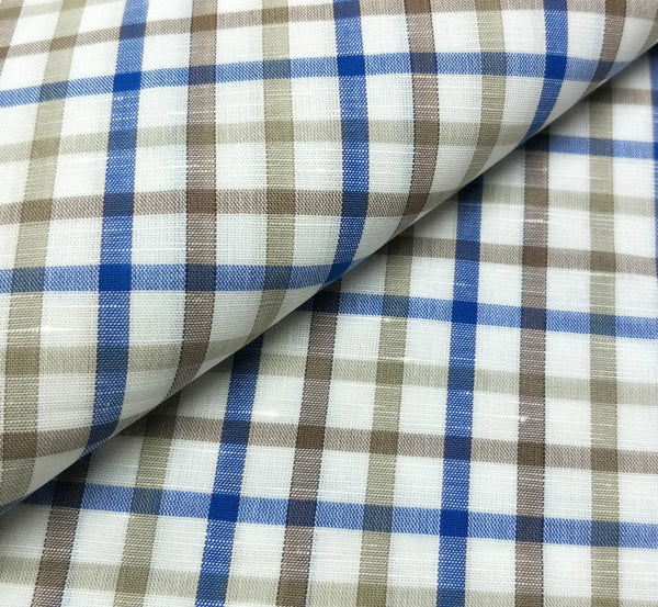 Italian Check Linen Shirt fabric for a custom shirt