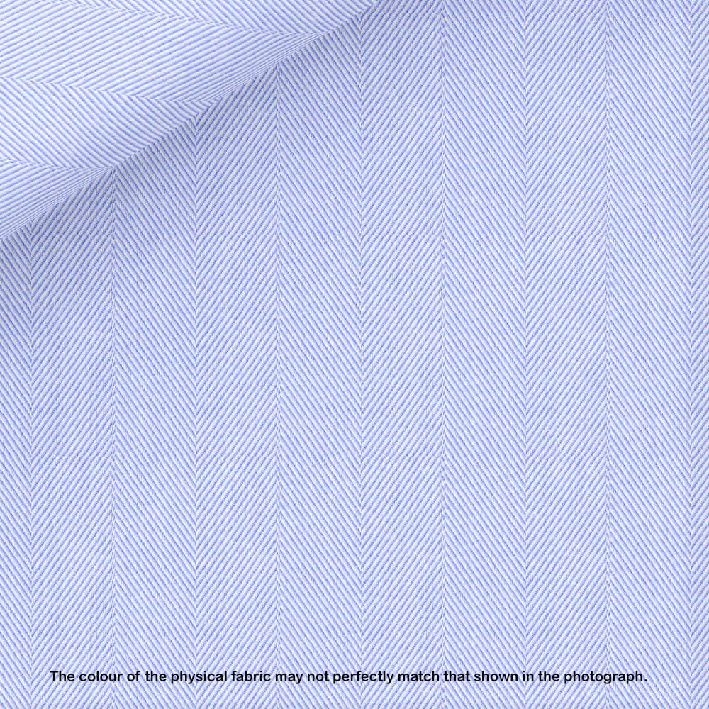 Thomas Mason Light Blue Herringbone Dress Shirt fabric for a custom shirt