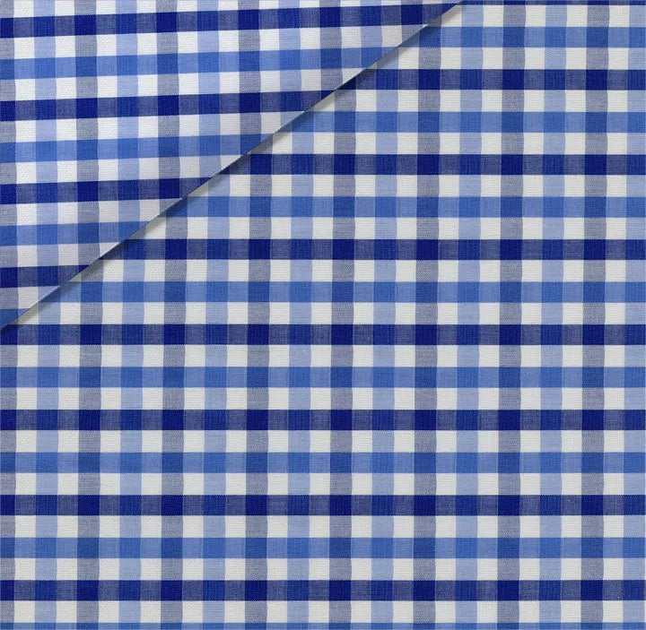 Light Blue and Navy Check Dress Shirt fabric for a custom shirt