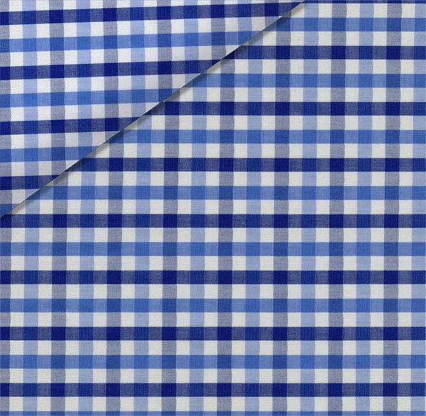 Light Blue and Navy Check Dress Shirt fabric for a custom shirt
