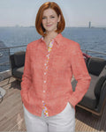 Orange Italian Linen Shirt for Women