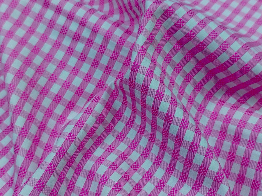 Pink Self Check Dress Shirt fabric for a custom shirt