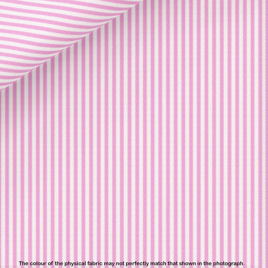 Thomas Mason Pink Stripe Twill Dress Shirt fabric for a custom shirt