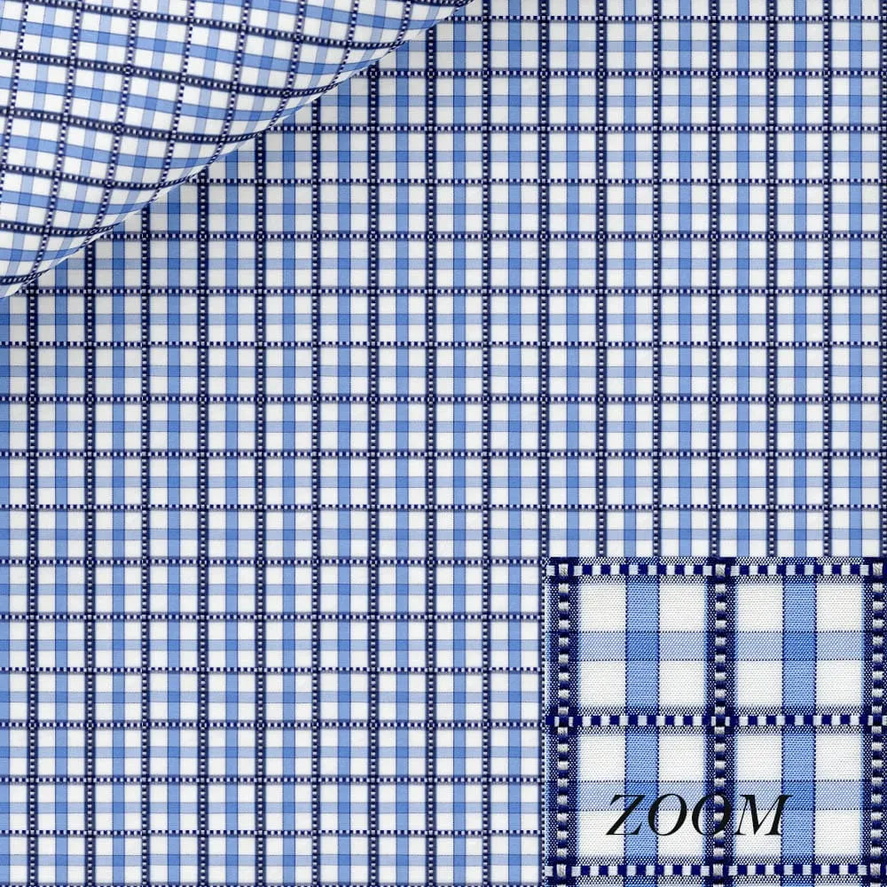 Blue Self Check Dress Shirt fabric for a custom shirt