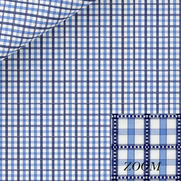 Blue Self Check Dress Shirt fabric for a custom shirt
