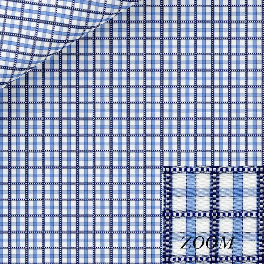 Blue Self Check Dress Shirt fabric for a custom shirt