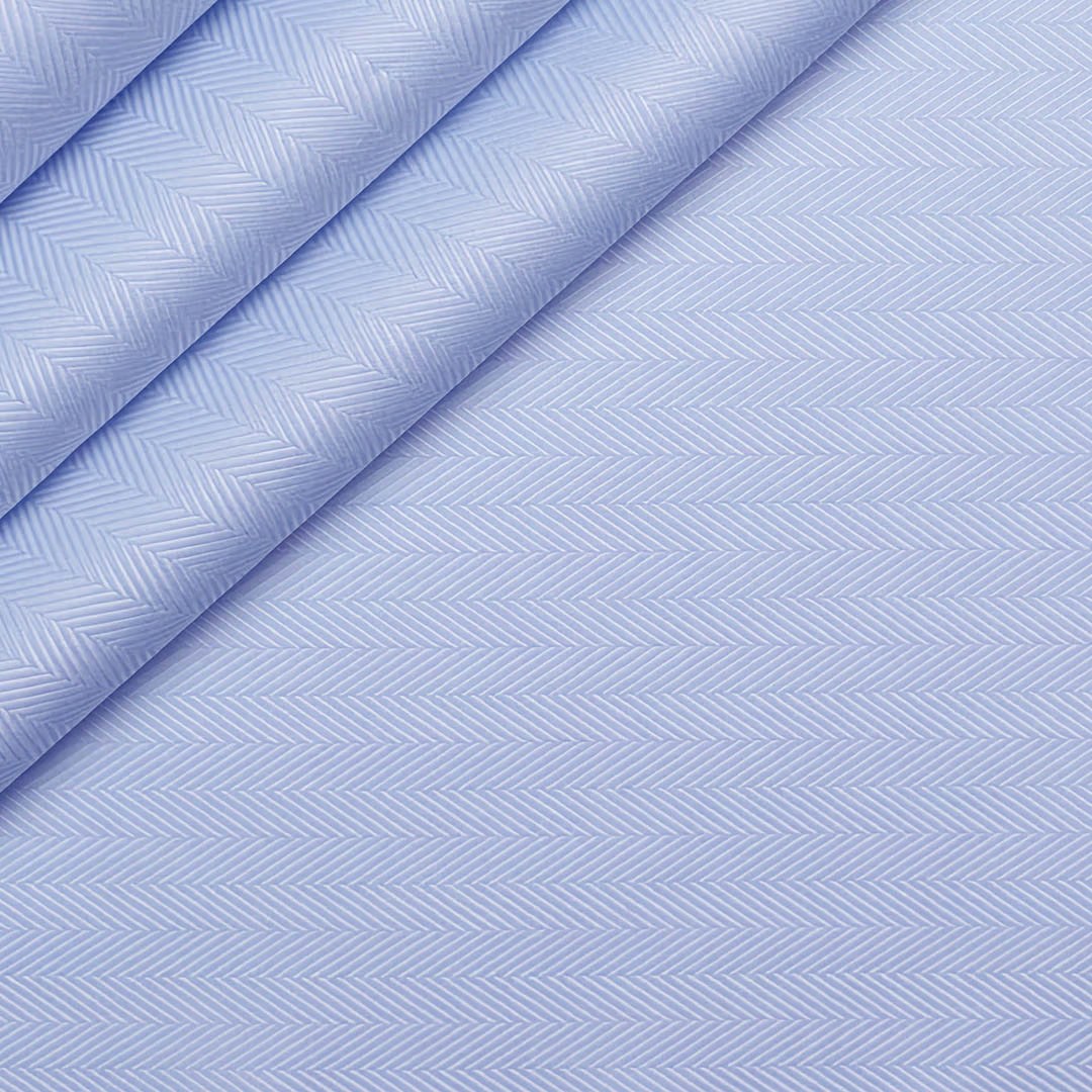 Sky Blue Herringbone Dress Shirt fabric for a custom shirt