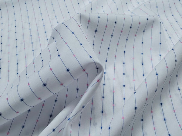 Navy Pen Stripe with Dot Dress Shirt fabric for a custom shirt