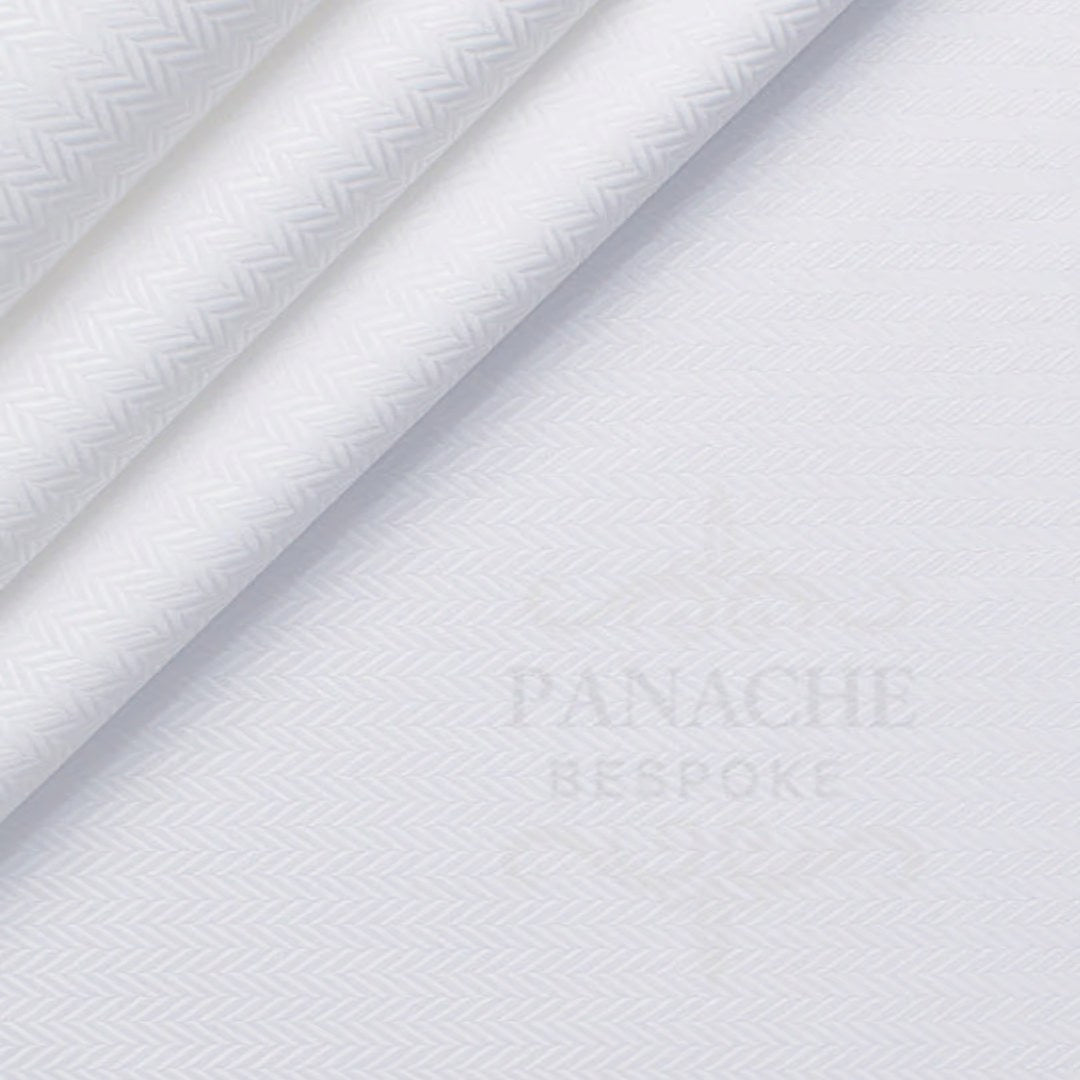 White Herringbone Dress Shirt fabric for a custom shirt
