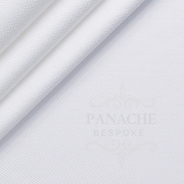 White Herringbone Dress Shirt fabric for a custom shirt
