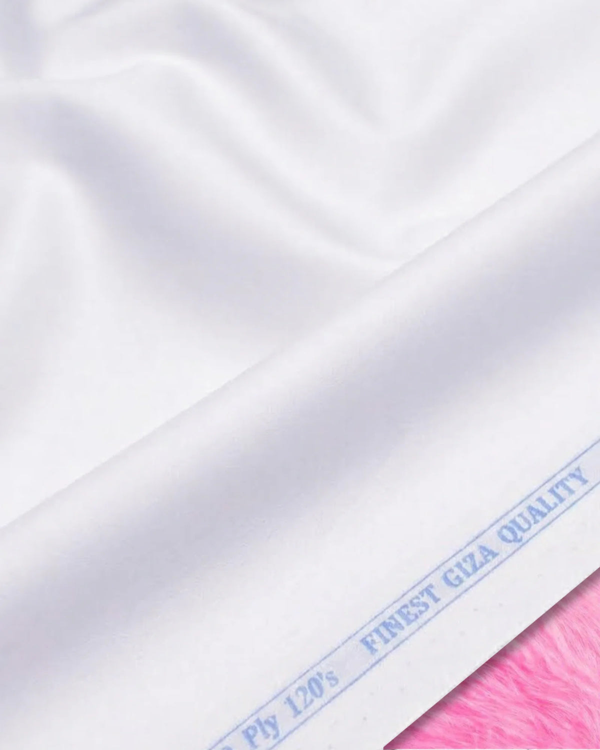 White 100% Giza cotton twill shirt fabric, close-up